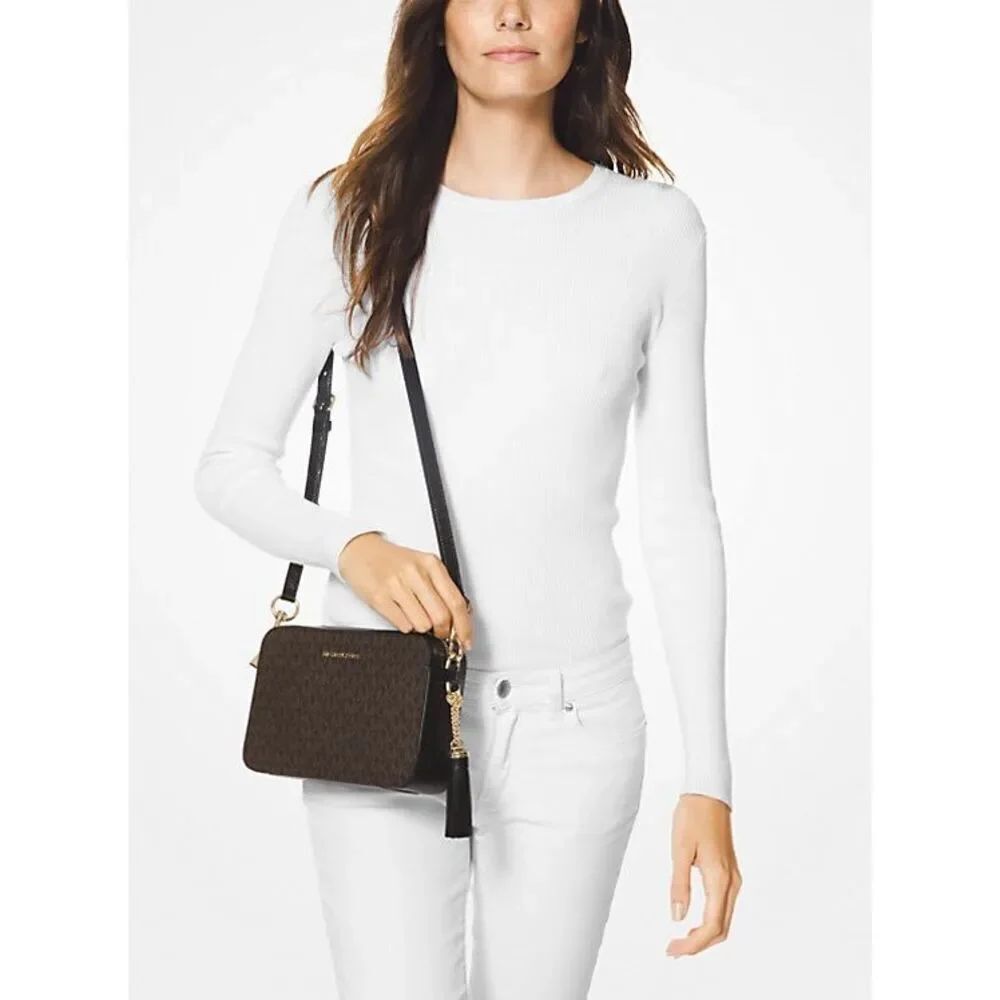 ✨MICHAEL KORS Ginny Brown Black logoed Crossbody Bag✨